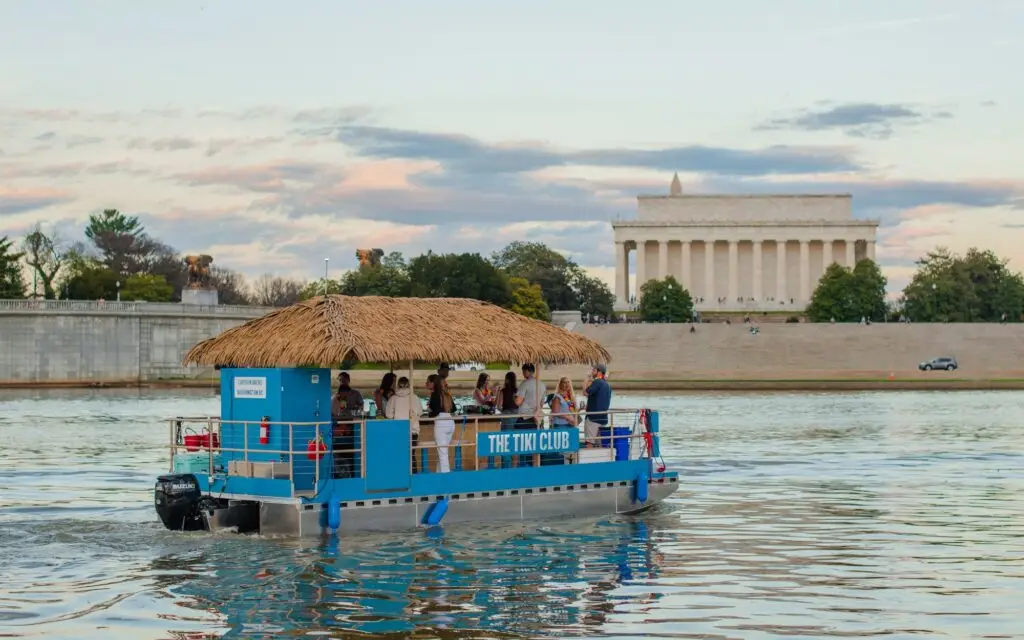 Georgetown tiki boat booze cruise near Washington, DC. On-boat tiki bar. Potomac Tiki Club by Sea Suite Cruises.