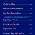Paddle Club Alcohol Menu 2025 - Sea Suite Cruises. Drinks - Beers, Cocktails, and Seltzers.
