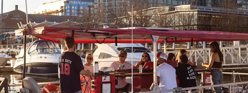 Paddle boat booze cruise out of Navy Yard near Washington DC. BYOB & on-boat bar! Potomac Paddle Club by Sea Suite Cruises.