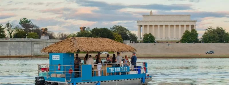 Georgetown tiki boat booze cruise near Washington, DC. On-boat tiki bar. Potomac Tiki Club by Sea Suite Cruises.