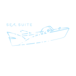 Retro Boat Rentals RVA Logo. Circle Lockup in White and Light Blue